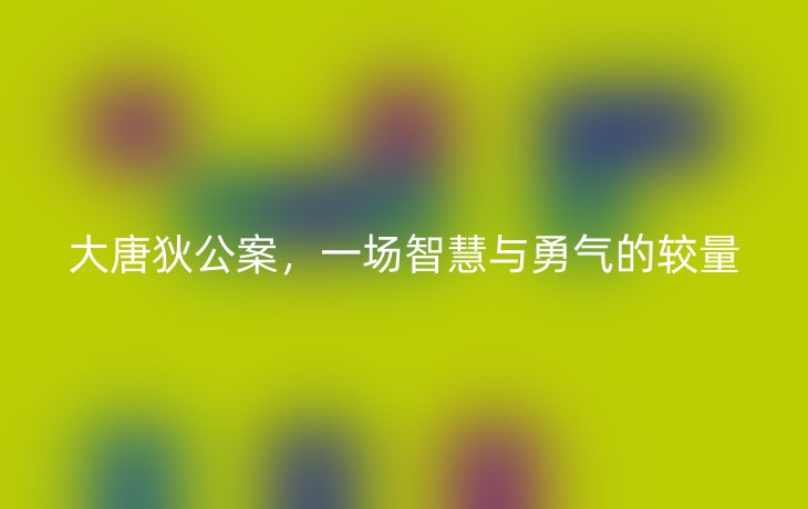 大唐狄公案,一场智慧与勇气的较量