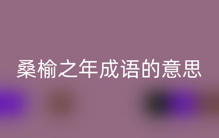 桑榆之年成语的意思