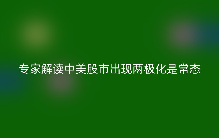 专家解读中美股市出现两极化是常态