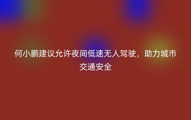 何小鹏建议允许夜间低速无人驾驶,助力城市交通安全