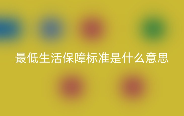 最低生活保障标准是什么意思
