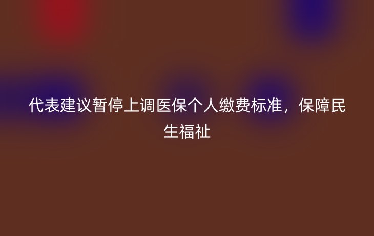 代表建议暂停上调医保个人缴费标准，保障民生福祉