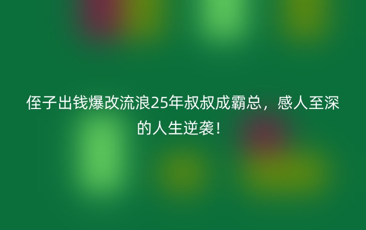 侄子出钱爆改流浪25年叔叔成霸总,感人至深的人生逆袭!