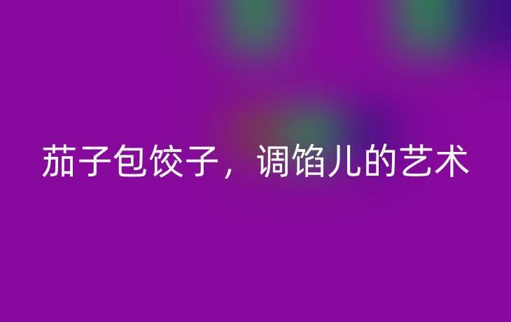 茄子包饺子,调馅儿的艺术