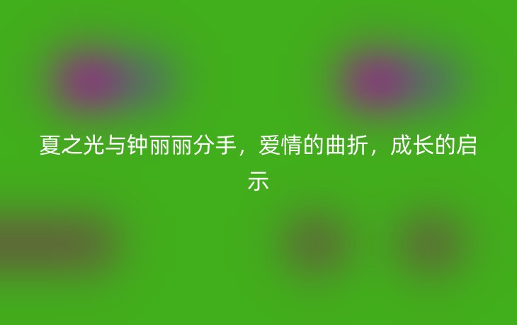 夏之光与钟丽丽分手,爱情的曲折,成长的启示