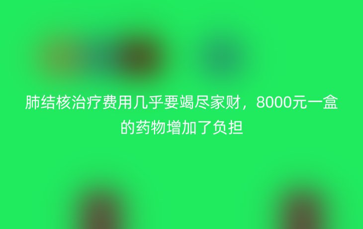 肺结核治疗费用几乎要竭尽家财,8000元一盒的药物增加了负担