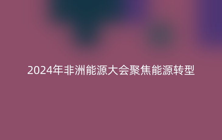 2024年非洲能源大会聚焦能源转型