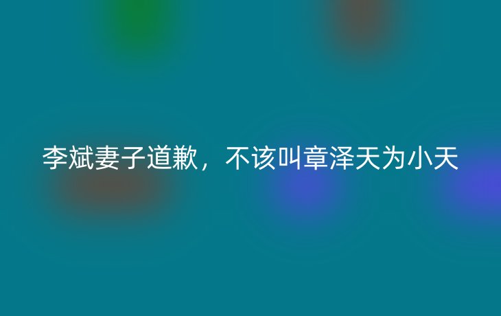 李斌妻子道歉，不该叫章泽天为小天