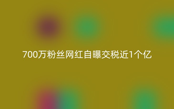 700万粉丝网红自曝交税近1个亿