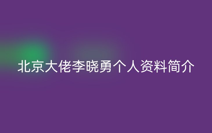 北京大佬李晓勇个人资料简介