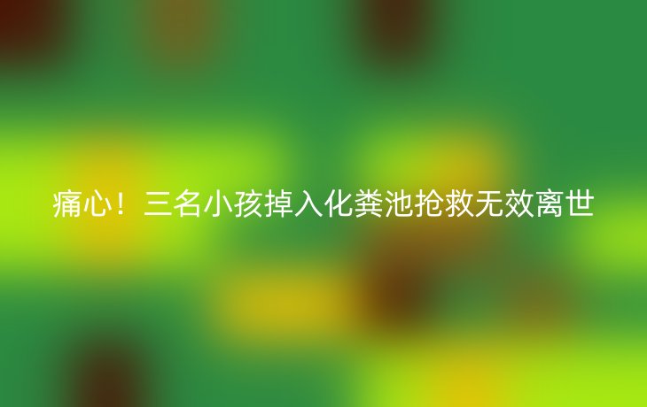 痛心!三名小孩掉入化粪池抢救无效离世