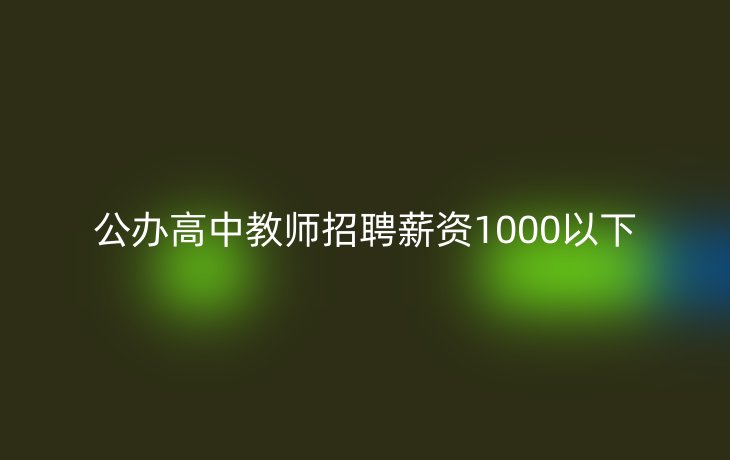 公办高中教师招聘薪资1000以下
