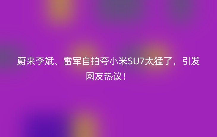 蔚来李斌、雷军自拍夸小米SU7太猛了,引发网友热议!