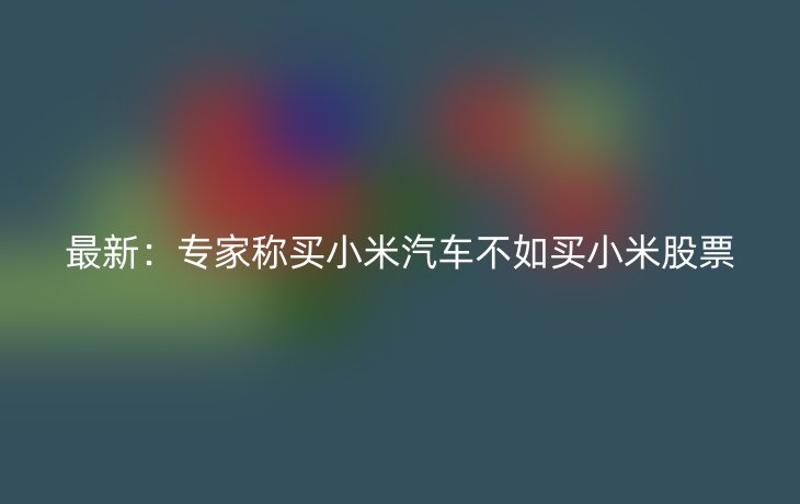 最新:专家称买小米汽车不如买小米股票