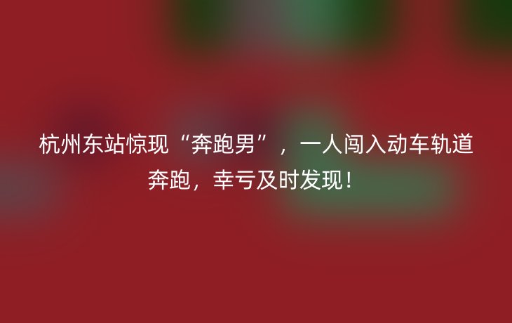 杭州东站惊现“奔跑男”,一人闯入动车轨道奔跑,幸亏及时发现!