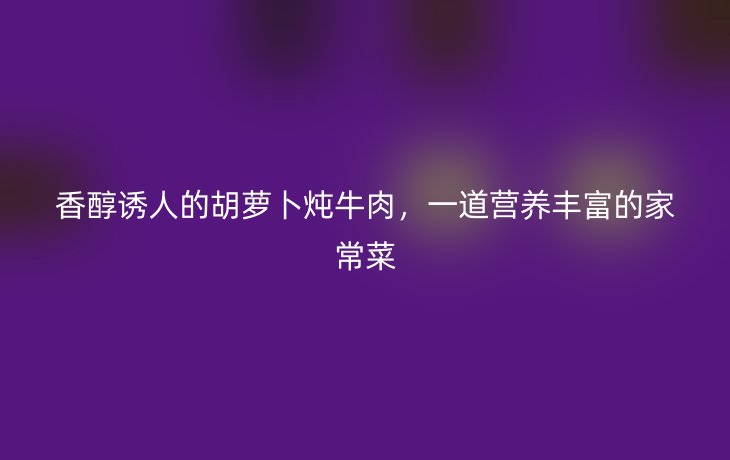 香醇诱人的胡萝卜炖牛肉,一道营养丰富的家常菜