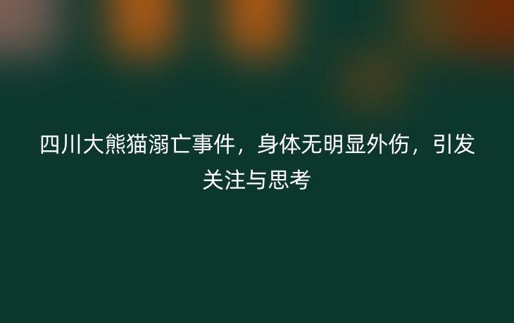 四川大熊猫溺亡事件,身体无明显外伤,引发关注与思考