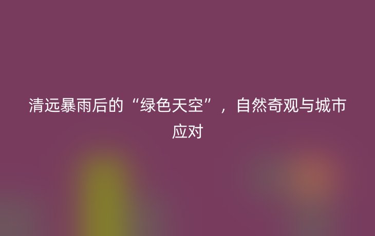 清远暴雨后的“绿色天空”,自然奇观与城市应对