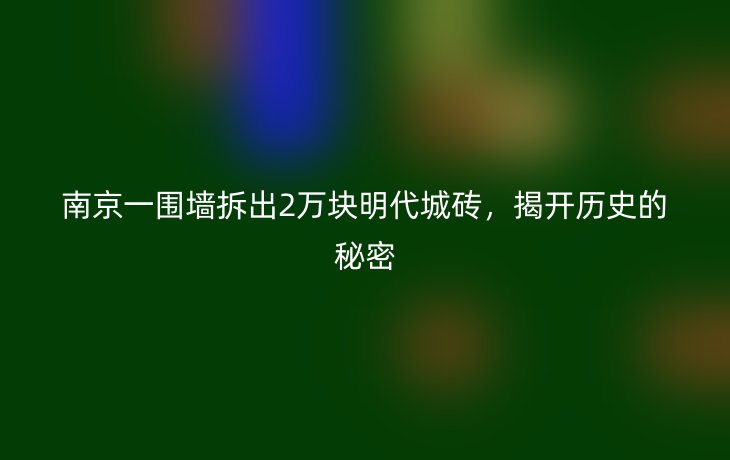 南京一围墙拆出2万块明代城砖,揭开历史的秘密
