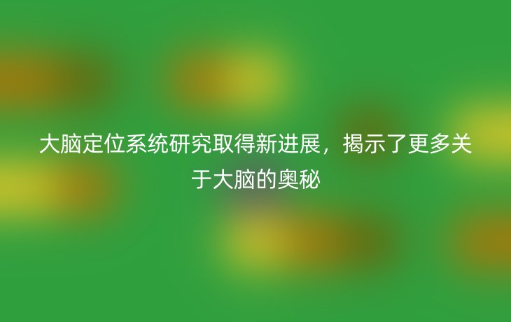 大脑定位系统研究取得新进展,揭示了更多关于大脑的奥秘