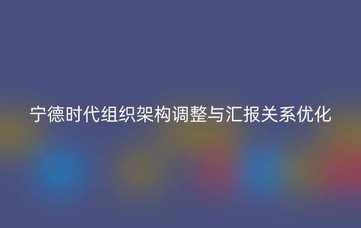 宁德时代组织架构调整与汇报关系优化
