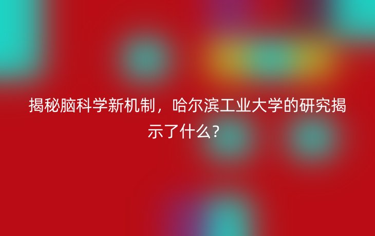 揭秘脑科学新机制，哈尔滨工业大学的研究揭示了什么？
