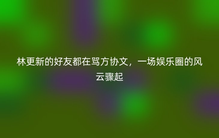 林更新的好友都在骂方协文,一场娱乐圈的风云骤起